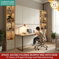 Lit mural moderne Murphy avec bureau intégré et étagère, lit escamotable pour chambre à coucher ou bureau à domicile