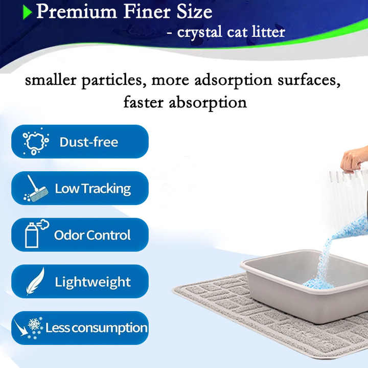 Image showcasing Premium Dust-free Silica Gel Cat Litter Low Tracking Crystal Cat Litter ...