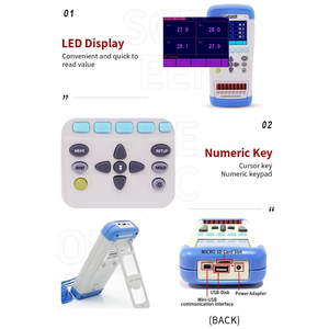 AT4208SD เครื่องบันทึกข้อมูลเทอร์โมมิเตอร์วัดอุณหภูมิ8ช่องเทอร์โมคัปเปิลประเภท <span class=keywords><strong>K</strong></span> แบตเตอรี่ใหม่ - Product Image 4