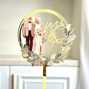 ของตกแต่งหน้าเค้กอะคริลิคสำหรับงานแต่งงานอุปกรณ์ตกแต่ง<span class=keywords><strong>เค้ก</strong></span>หมั้นแบบใช้ซ้ำได้สินค้ามาใหม่ - Product Image 2