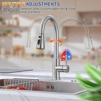 Robinet de cuisine commercial populaire à douchette extractible, monocommande, en acier inoxydable, Grifos De Cocina Modernos