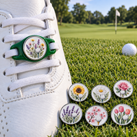 Marqueur de balle de golf personnalisé en gros avec impression UV, motif floral, clip de chaussure, cadre PVC multicolore, logo personnalisé, souvenir de club de golf
