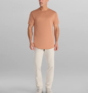 メンズスリムフィットアスレチックコットンブレンドTshirtクルーネックジムTシャツシルクスクリーン印刷湾曲裾刺繍ニットカスタマイズ可能 - Product Image 4