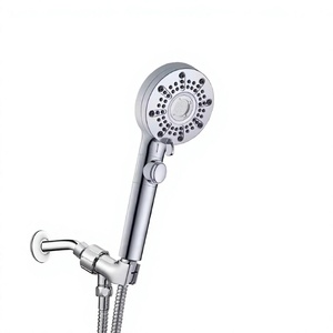 Juego de rociador de ducha de mano cromado redondo, cabezal de ducha de alta presión que ahorra agua para el hogar, hotel, baño - Product Image 4
