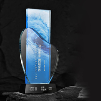 Trophée de cristal personnalisé avec base en bois en forme de nuage