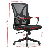 Chaise de bureau ergonomique à dossier haut en maille, réglable en hauteur, pivotante, avec appui-tête fixe et base en nylon, pour la maison ou le bureau