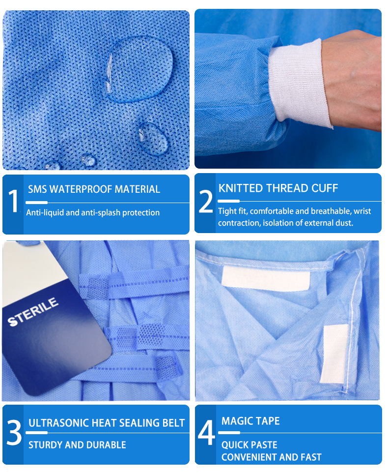 LEVEL3 Disposable SMMS surgical gown FDA surgical gowns from China