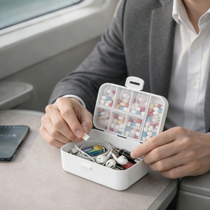 Boîtes de <span class=keywords><strong>rangement</strong></span> pour pilules JH Medibox de couleur blanche, boîte à pilules de grande capacité, boîte à médicaments en plastique portable pour le stockage des pilules - Product Image 2