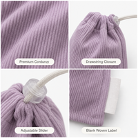 Pochette Mini en Velours Côtelé Personnalisable avec Étiquette Couleur, Fermeture à Cordon Réglable pour Pièces de Monnaie, Écouteurs, Bijoux, Cosmétiques et Petits Objets