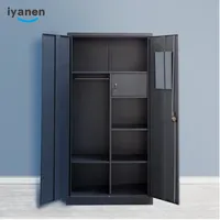 IYANEN - Black 2 Swing Door Standing Foot Clothes Storage