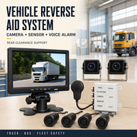 Système d'aide au recul pour véhicule 12-24V avec caméra, moniteur, alarme vocale et détection de stationnement à 4 capteurs pour bus, camion, usage commercial