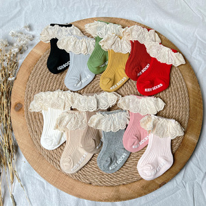 Vente en gros printemps et été mince dentelle <span class=keywords><strong>tube</strong></span> court antidérapant sol bébé chaussettes pour filles chaussettes de style princesse - Product Image 1