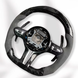 Volante de cuero de gamuza deportivo de fibra de carbono forjado LED para <span class=keywords><strong>BMW</strong></span> M3 M4 M5 E46 E90 E70 E71 F30 F10 F35 F22 F18 F07 F01 F15 - Product Image 6