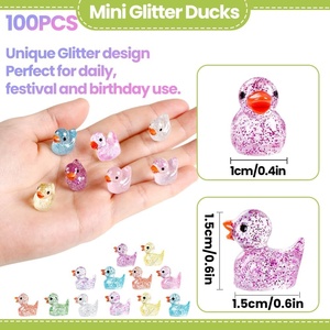 DULEFUN 100 pz Mini papere in resina glitterata piccoli animali <span class=keywords><strong>colorati</strong></span> per la casa delle bambole Micro paesaggio acquario oggetti in resina - Product Image 5