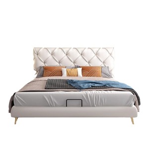 Hậu Hiện Đại Ánh Sáng Sang Trọng 1.8M Vua Kích Thước Da Đôi Giường Trong Đơn Giản Phong Cách Bắc Âu Túi Mềm Giường Cho Phòng Ngủ Chính Nhà - Product Image 2