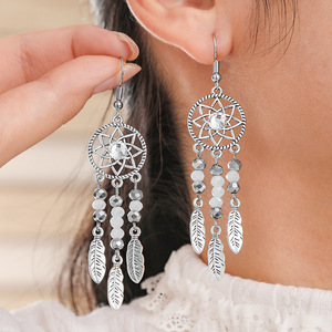 Bohemian Tassel Drop <b>Earrings</b> Antique <b>Silver</b> Plated Women's Party Jewelry Alloy <b>Long</b> Dangle <b>Earrings</b> Fashion Accessory - Product Image 3
