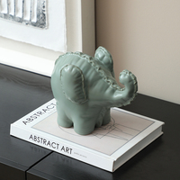 Figurine d'éléphant de table d'intérieur moderne Flolenco, en céramique faite à la main, blanc et vert, décoration d'animal mignon pour la décoration de fête et de mariage