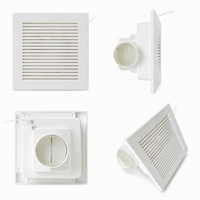 Ventilateur d'extraction de plafond CR210YA2 peu encombrant 100CFM 42dB Silencieux 35W Contrôle de l'humidité Plastique blanc Fascia 250mm Conduit 100mm 120V