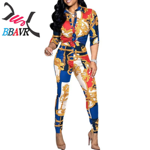 Conjunto Casual de Dos Piezas para Mujer, Camisa de Manga Larga con Estampado a Color y Pantalones Casuales, Venta al Por Mayor, Nuevo, Popular en Tiktok - Product Image 1