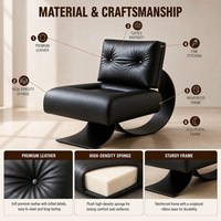 Fauteuil de salon ergonomique minimaliste en cuir véritable fait main, design queue de poisson, luxe léger, noir pêche, pour salle à manger, extérieur et salon