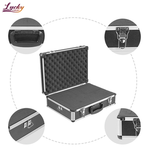 Top Grade đen công cụ nhỏ trường hợp xách tay nhôm trường hợp khó khăn nhôm Mang trường hợp với trứng bọt - Product Image 4