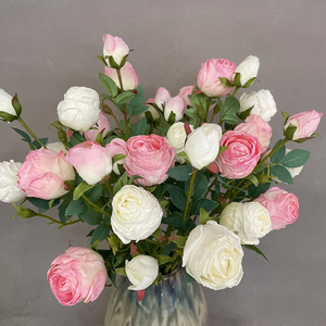Yo cho — Bouquet de roses en soie à longue tige, fleurs artificielles en plastique, pour décoration de Table, de mariage, à la maison - Product Image 1