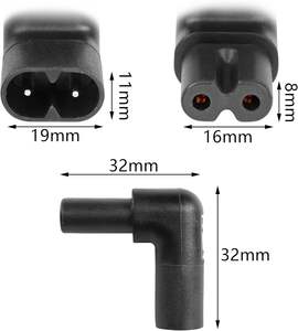 Adaptateur secteur à angle droit IEC320 C7 à C8, adaptateur secteur IEC 320 C7-C8 90 degrés, convertisseur secteur à angle haut-bas mâle vers femelle Figure 8 - Product Image 4
