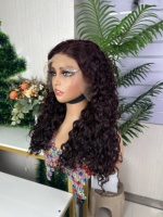 Cabello humano 100% natural de alta densidad 13*4 con ondas súper dobles tipo agua.