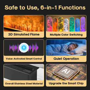 <span class=keywords><strong>Chimenea</strong></span> Eléctrica Inteligente de 70, 80, 100, 120 y <span class=keywords><strong>150</strong></span> <span class=keywords><strong>cm</strong></span> con Llama LED Controlada por Aplicación, Vapor de Agua Automático, Enchufe para EE. UU., UE y Reino Unido - Product Image 3