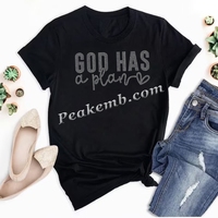 Hot Fix Rhinestone Dieu a un plan Impression par transfert à repasser Conception de vêtements de style plat avec fonction extensible
