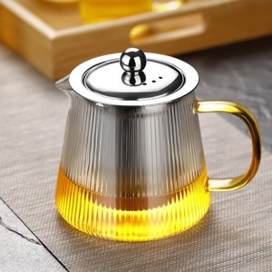 Vertical Striped Teapot With Stainless Steel Filter For Black And Green <b>Tea</b> Kung Fu <b>Tea</b> Set Household Use - Product Image 1