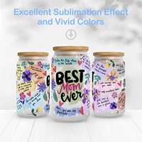 Vente en gros de flans de verre à sublimation avec couvercle en bambou et paille 16 oz gobelets en verre à sublimation givrés pour canette de bière