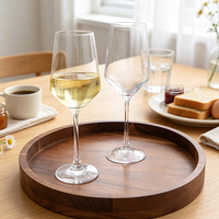 Plateau de service rond en bois d'acacia 13,8 pouces, planche à charcuterie avec rebord, centre de table décoratif pour ottoman