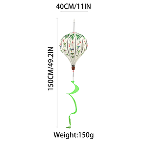 Décoration de jardin suspendue en forme de montgolfière, moulin à vent pliable en tissu peint avec queue en spirale pour l'art extérieur de la cour - Product Image 5