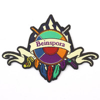 Patch tissé jacquard en gros, patch tissé pour vêtements de rue, patch vintage avec bord ourlé