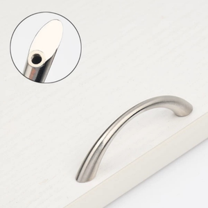 Poignées de <span class=keywords><strong>meuble</strong></span> modernes en nickel brossé, tirants de tiroir incurvés en Zamak massif, base angulaire, quincaillerie pour armoire et <span class=keywords><strong>cuisine</strong></span> - Product Image 1