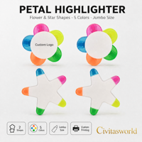 Marcador Fluorescente 5 en 1 con Forma de Estrella y Pétalos de Flor, Personalizable con Logotipo, Regalo Promocional