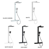 Système de douche de salle de bain carré de luxe mitigeurs de douche en laiton gris pistolet LED ensemble de douche de baignoire thermostatique à effet pluie