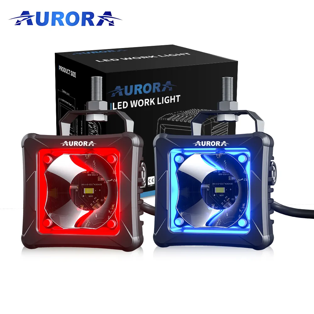 Aurora süper parlak IP69K su geçirmez 2 inç 4x4 ATV kamyon Offroad Spot Pod RGB Led çalışma ışığı