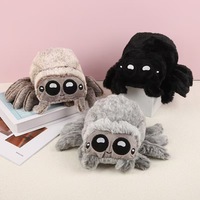 Petite poupée araignée Lucas, jouet en peluche super doux de simulation transfrontalière avec rembourrage en coton PP, noir et blanc