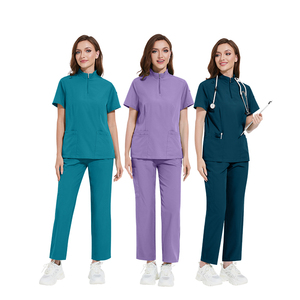 Uniformes de hospital transpirables más vendidos, uniformes médicos con cremallera para hombres y mujeres, logotipo personalizado, conjunto de uniforme de Enfermería de manga corta - Product Image 4