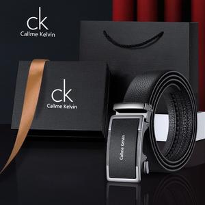 Cinturón de Cuero Genuino de Diseño Vintage para Hombre <span class=keywords><strong>Callme</strong></span> Kelvin, Longitud Personalizada, Hebilla de Cierre Automático, Correa de Cuero Vacuno de Lujo, Casual y Moderno, 4CM - Product Image 2