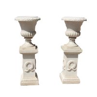Produits en pierre de jardin, sculpture de pierre, pot de fleurs, sculpture en marbre blanc de luxe, jardinières
