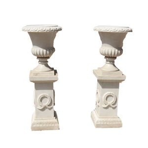 Produk Batu Taman Ukiran Batu Pot Bunga Mewah Ukiran Marmer Putih Pot Tanaman - Product Image 5