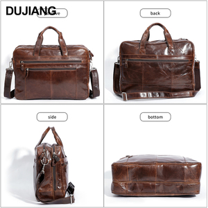 DUJIANG Fashion Vintage Business Shoulder Bag Retro Crossbody Cowhide Genuine Leather Custom <strong>Briefcase</strong> for Men - Product Image 2