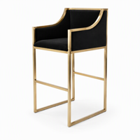 Chaise de bar moderne en velours avec base en acier inoxydable, tabouret de comptoir pour hôtel, restaurant, salon