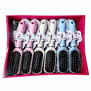 MNJ Plastic <b>Hair</b> <b>Brush</b> Set 12Pcs with <b>Soft</b> Bristles Portable & Unisex for Daily Use - Product Image 1