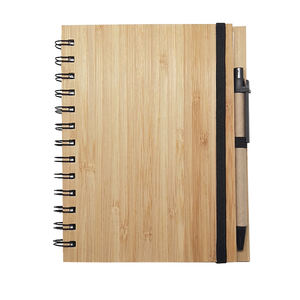 Diario Espiral con Tapa de Madera A5 al por Mayor, Cuaderno Semanal con Banda Elástica y Bolígrafo - Product Image 1