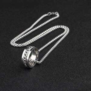 체인 회전 링 레트로 스테인레스 스틸 힙합 펜던트 목걸이 남성 스웨터 체인 - Product Image 2