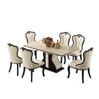Ensemble de meubles de salle à manger pour maison Table de restaurant rectangulaire en marbre et pierre 6 places